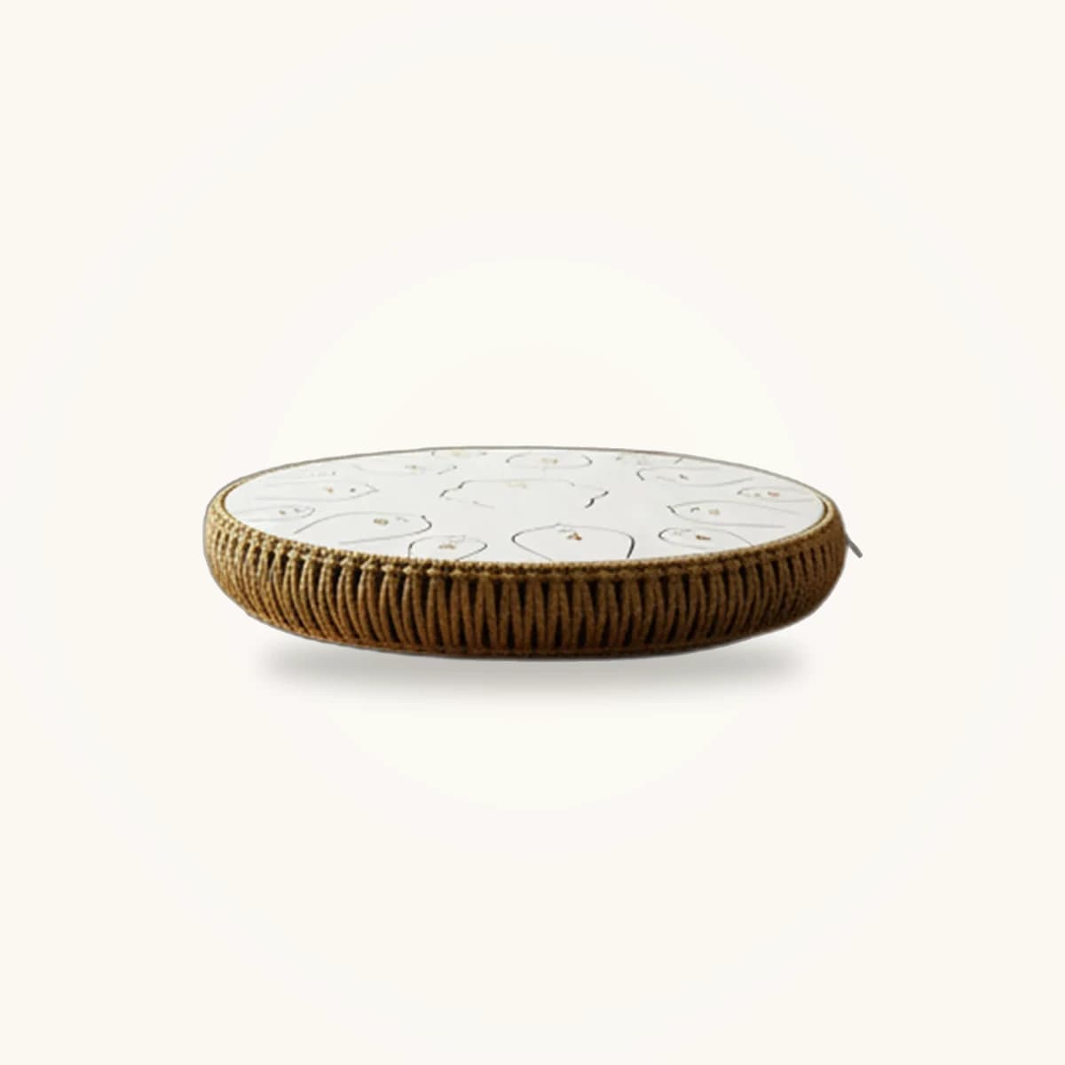 Tambour à langue en acier blanc de 33 cm à 15 languettes, tranche tressée, vu de trois quarts